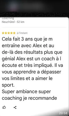 Avis client — capture d'écran