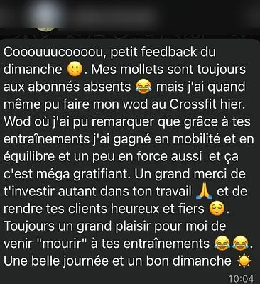 Avis client — capture d'écran